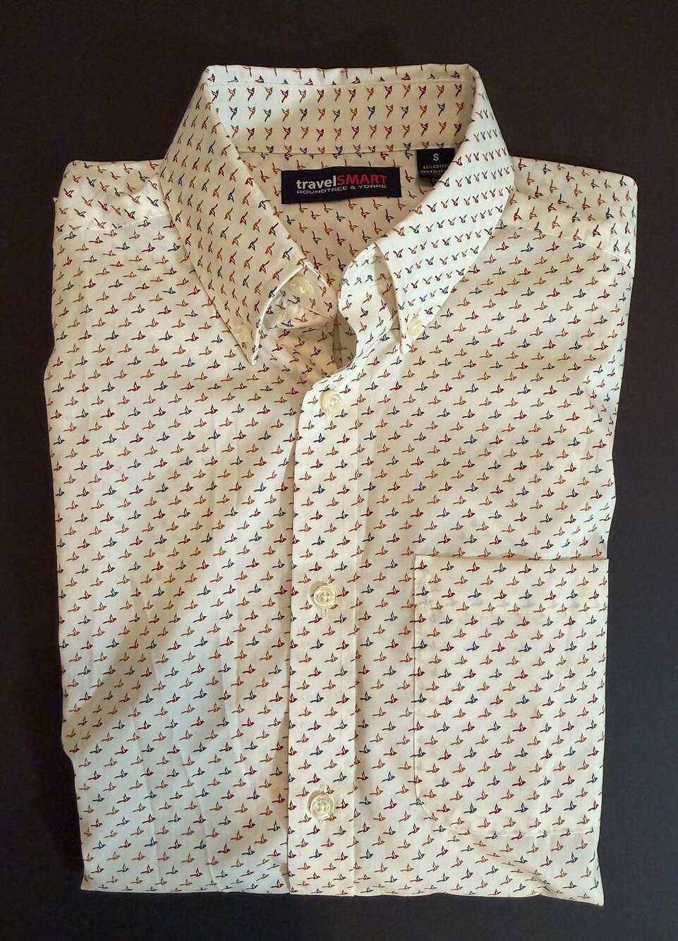 Roundtree & Yorke TravelSmart Men's Long Sleeve Button Down Shirt Size S White P